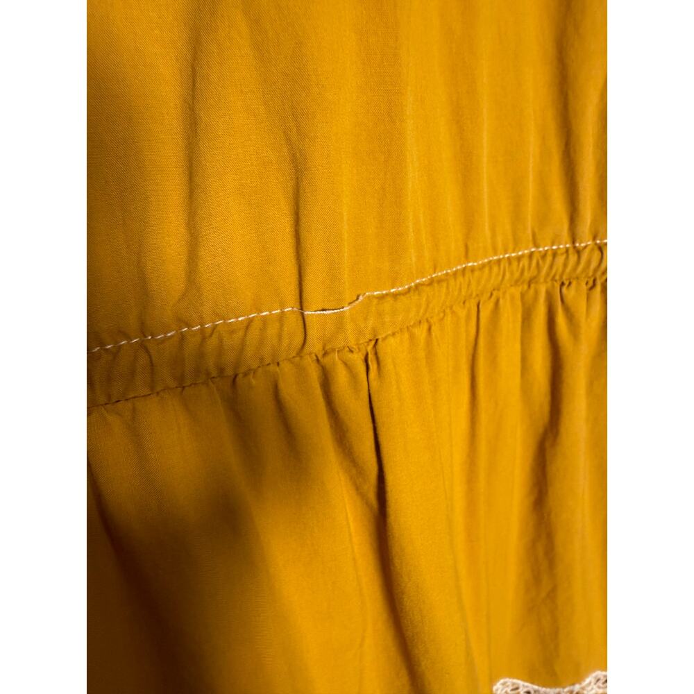 Ulla Johnson Claribel Ochre Yellow Gold Tiered Eyelet Accent Tassel Dress Sz. 6 - Picture 10 of 10